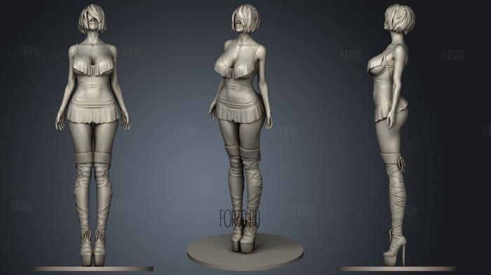 Girl wearing short jeans 2 stl model for CNC