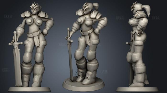 Girl with sword lowpoly stl model for CNC