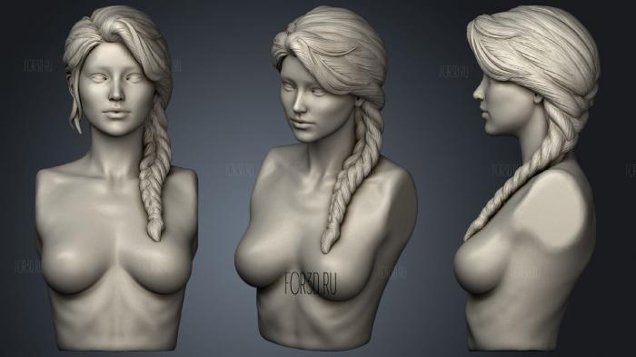Bust of a girl with a scythe stl model for CNC