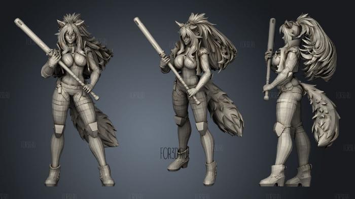 Hyzengard Cyberpunk Wolf Girl stl model for CNC