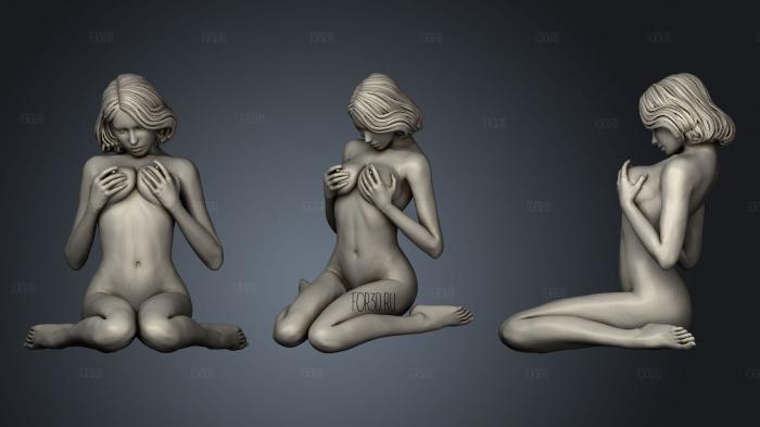 Стоящая на коленях сексуальная девушка 3d stl модель для ЧПУ