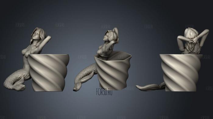 Mermaid Flower Pot stl model for CNC