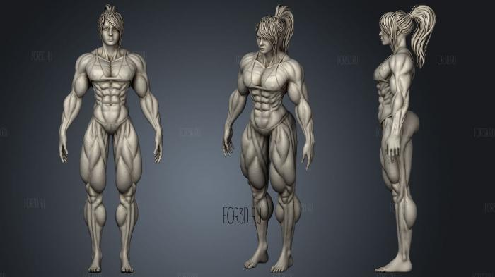 Muscular Woman 02 stl model for CNC
