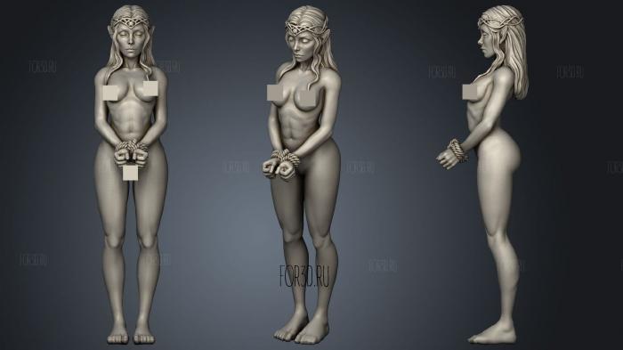Naked and Bound Female Highborn Elf Prisoner Slave 24 stl model for CNC