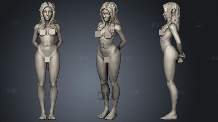 Naked and Bound Female Highborn Elf Prisoner Slave22 stl model for CNC