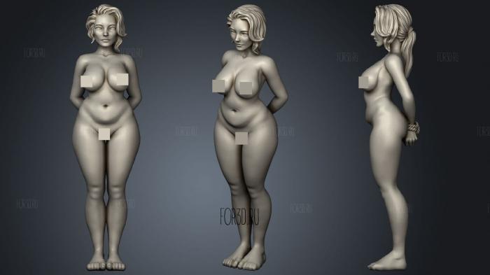Naked and Bound Female Prisoner Slave 06a stl model for CNC