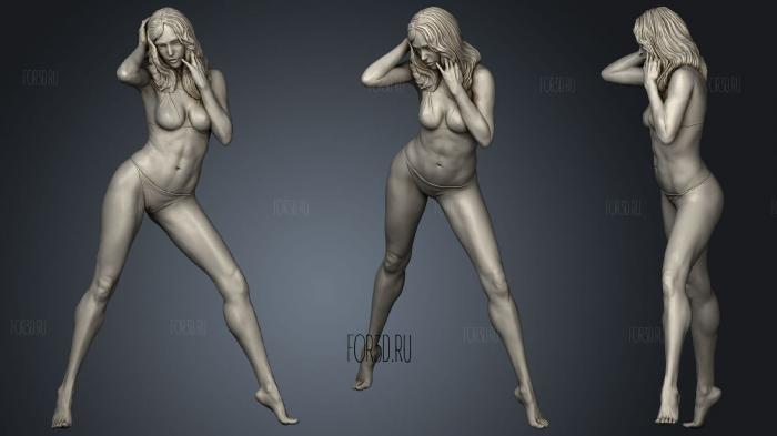 Posed Realistic Woman stl model for CNC