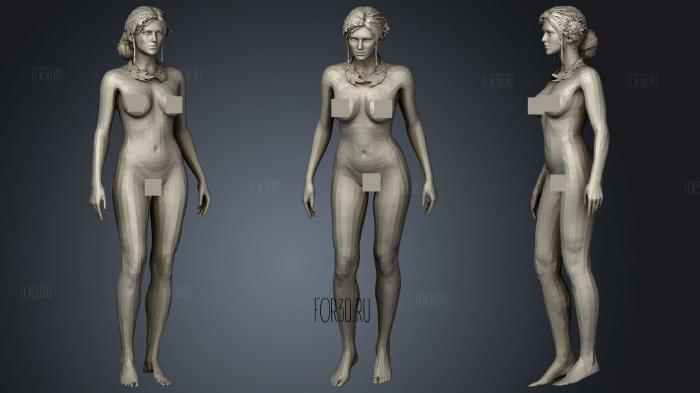 Red Head Woman Nude stl model for CNC