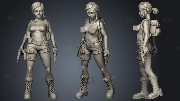 Sexy Tomb Explorer in Shorts stl model for CNC