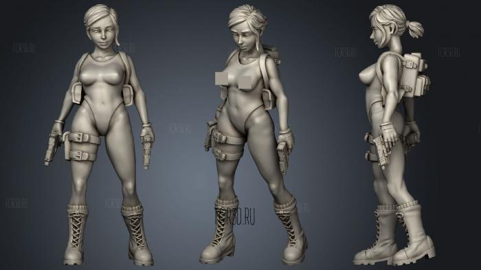 Sexy Tomb Explorer in Swimsuit stl model for CNC