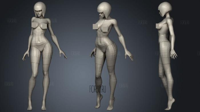 Stylized female anatomy study stl model for CNC