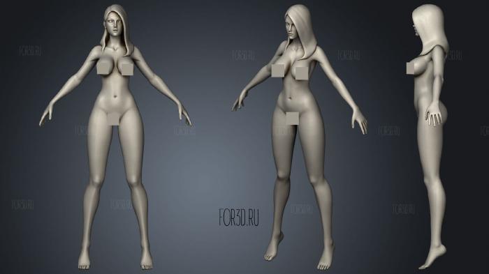 Stylized Female Large Breasts Highpoly version stl model for CNC