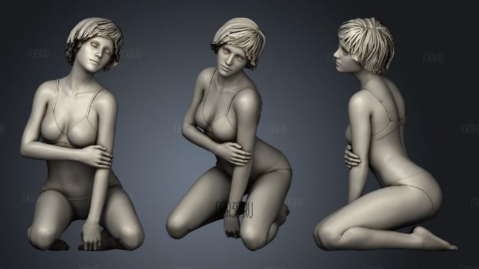 Sitting girl in underwear stl model for CNC