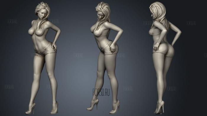 Woman in shorts 2 stl model for CNC