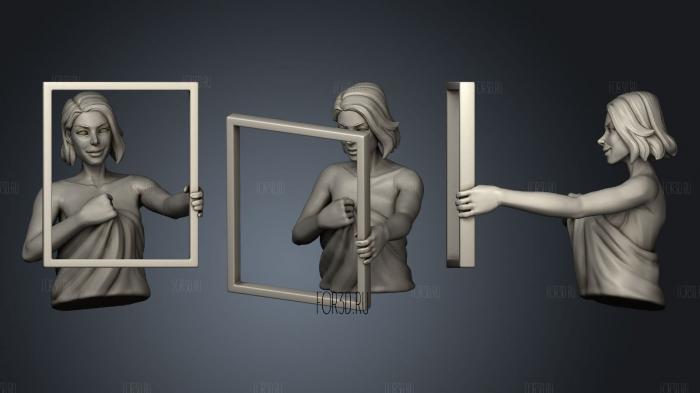 Woman in the mirror stl model for CNC