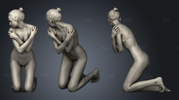 Woman in underwear clod pose 3dp 10 stl model for CNC