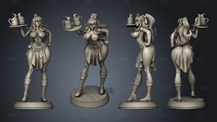 barmaid  topless with bodice stl model for CNC