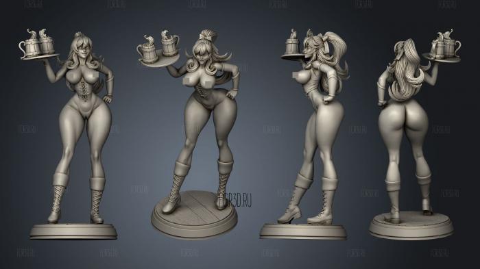 barmaid  with bodice stl model for CNC