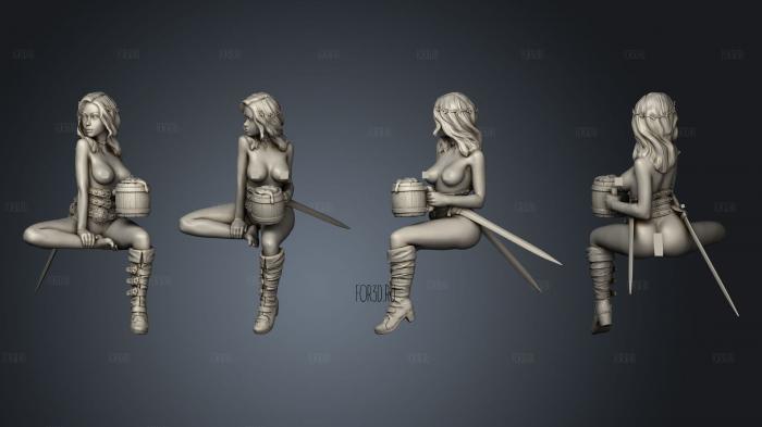 jalissa sitting nude swords stl model for CNC