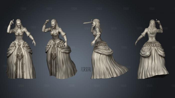 Vampire Lady Attacking stl model for CNC