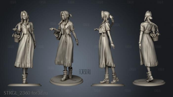 Aerith Gainsborough statue stl model for CNC