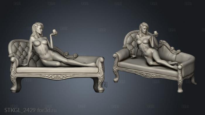 anatomy girl on the sofa red sofa nude stl model for CNC