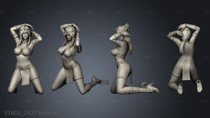 Pillar Woman Assets Meshes kneel stl model for CNC