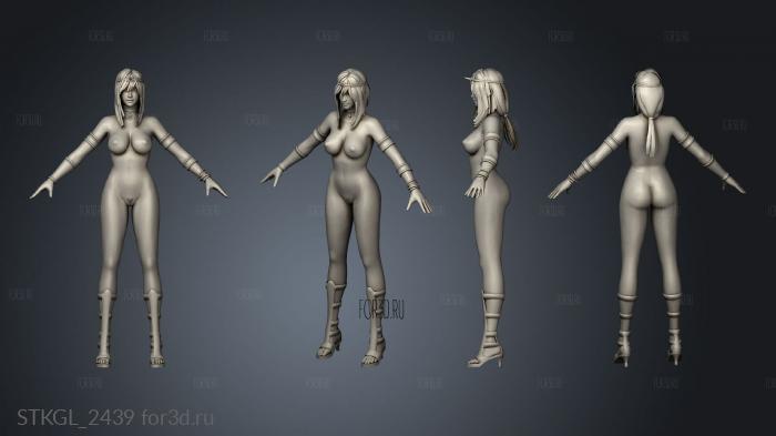 Pillar Woman Half Nude stl model for CNC