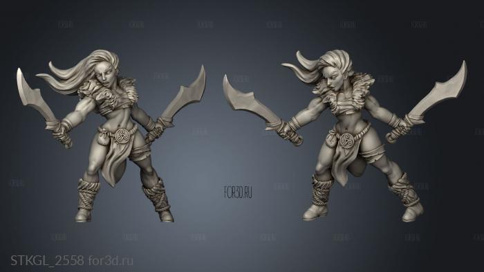 Barbarian Tribe Blademaster stl model for CNC