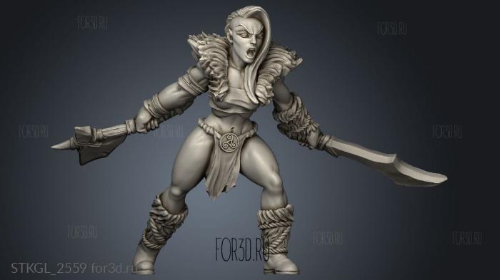 Barbarian Tribe Blademaster stl model for CNC