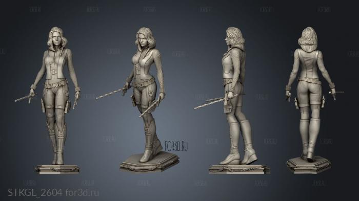 Black widow combo Marvel Comics Window statue stl model for CNC