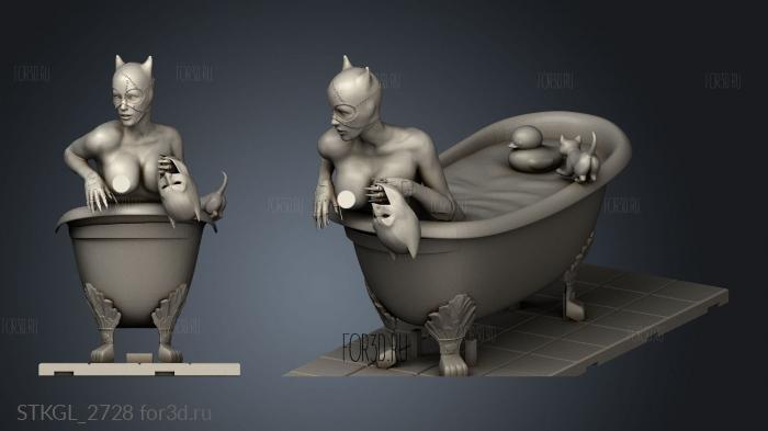 Catwoman in bath stl model for CNC