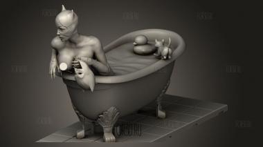 Женщина-кошка в ванне 3d stl модель для ЧПУ