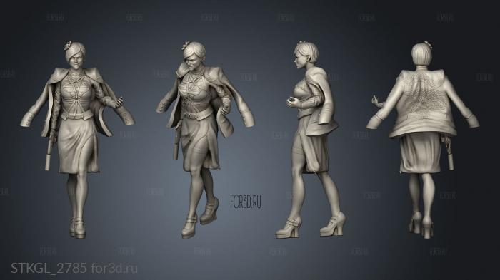 City Dreams Gangster Lady Charlotte Dog Walking stl model for CNC