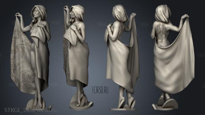 Modern Female Girl in towel stl model for CNC