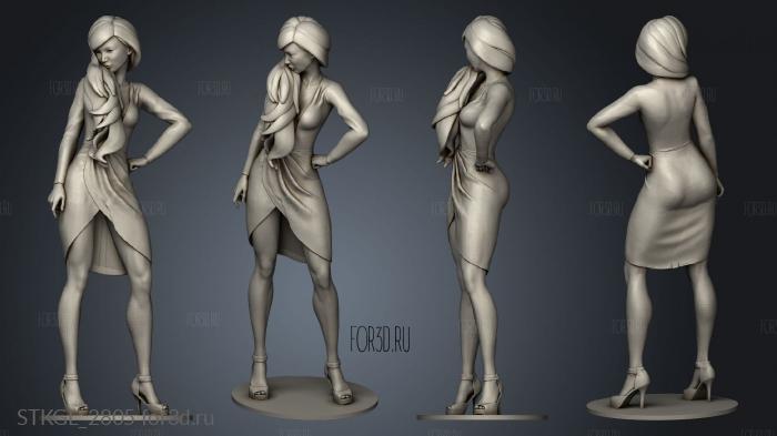 Modern Female Long Haired Lady stl model for CNC