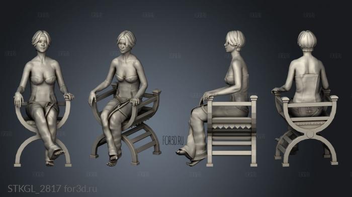 Modern Female Sitting on Chair stl model for CNC