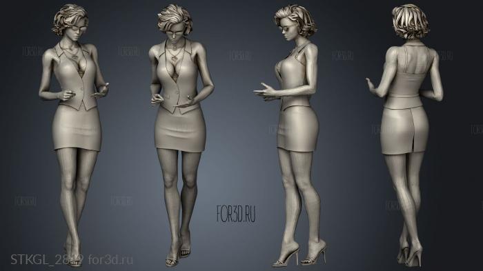 Modern Female woman in glasses stl model for CNC