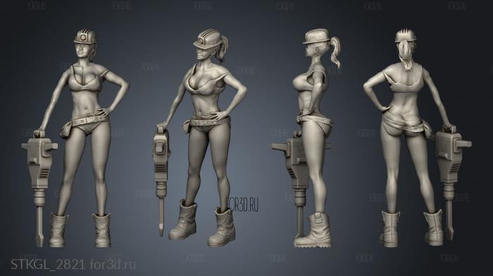 Modern Female woman Worker stl model for CNC