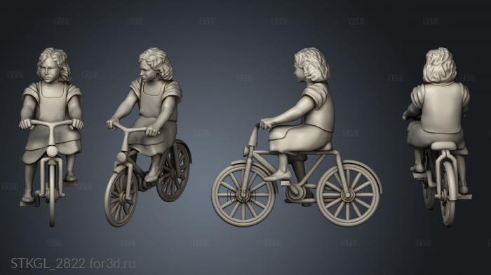 Civilians Big children on bicycle stl model for CNC