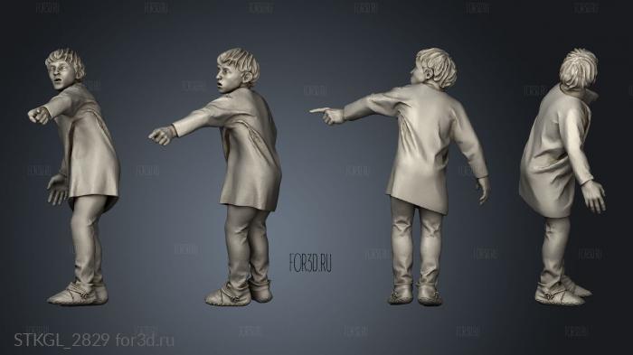 Concerned Family Peasant Boy stl model for CNC