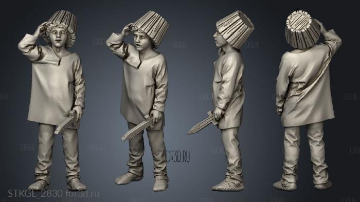 Concerned Family Peasant Boy stl model for CNC