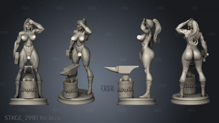 Blacksmith girl nsfw stl model for CNC