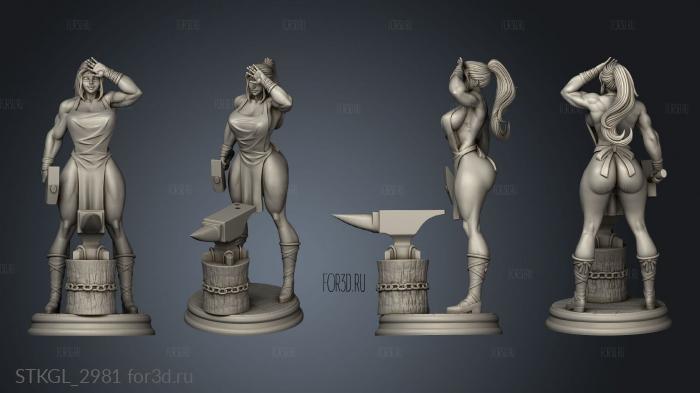 Blacksmith girl sfw stl model for CNC