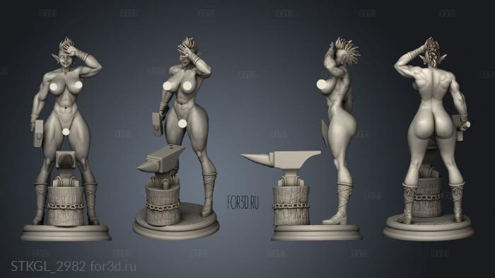 Blacksmiths girl nsfw stl model for CNC