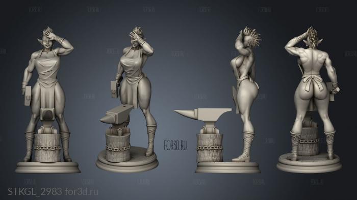 Blacksmith girl sfw stl model for CNC