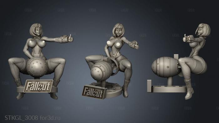 Pin Ups Vault Girl base with mini nuke nuka cola stl model for CNC