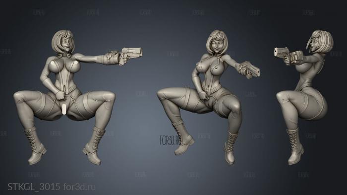 Vault Girl with pistol stl model for CNC