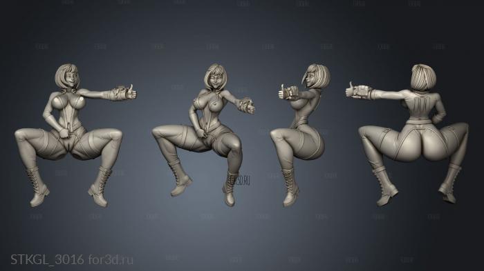 Vault Girl with thumbs up stl model for CNC