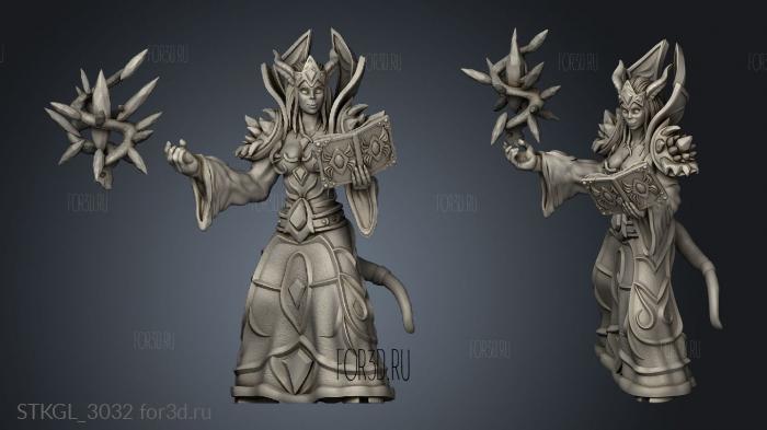 Draenei Female Mage with book and spell separately stl model for CNC